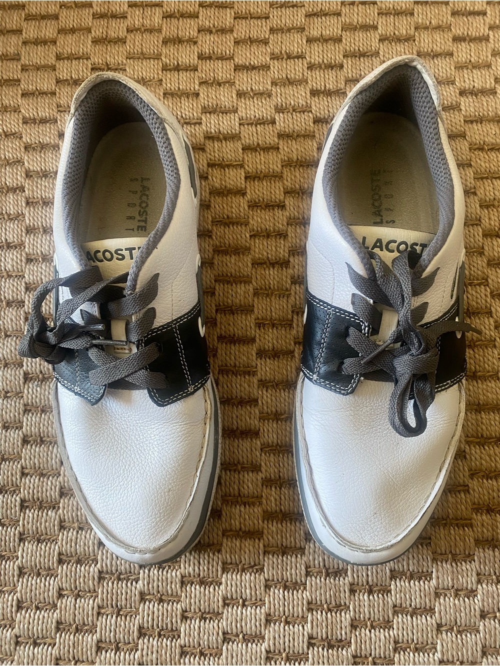Lacoste Men’s White and Black Leather Boat Shoes